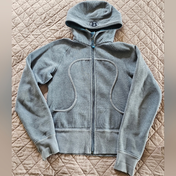 Lululemon Signature Shape Steel Blue Gray Zip-Up Scuba Hoodie Sz XXS - XS - Picture 2 of 9